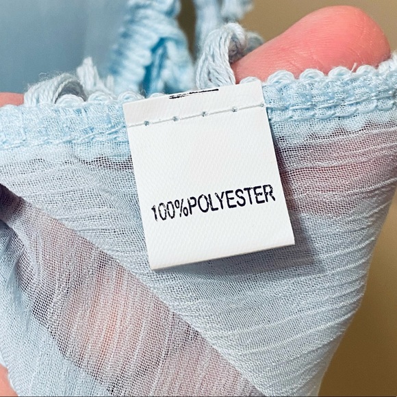 🌟2xHP🌟NWOT Blue Chiffon Pom Pom Tunic Boho Coverup - Picture 8 of 10